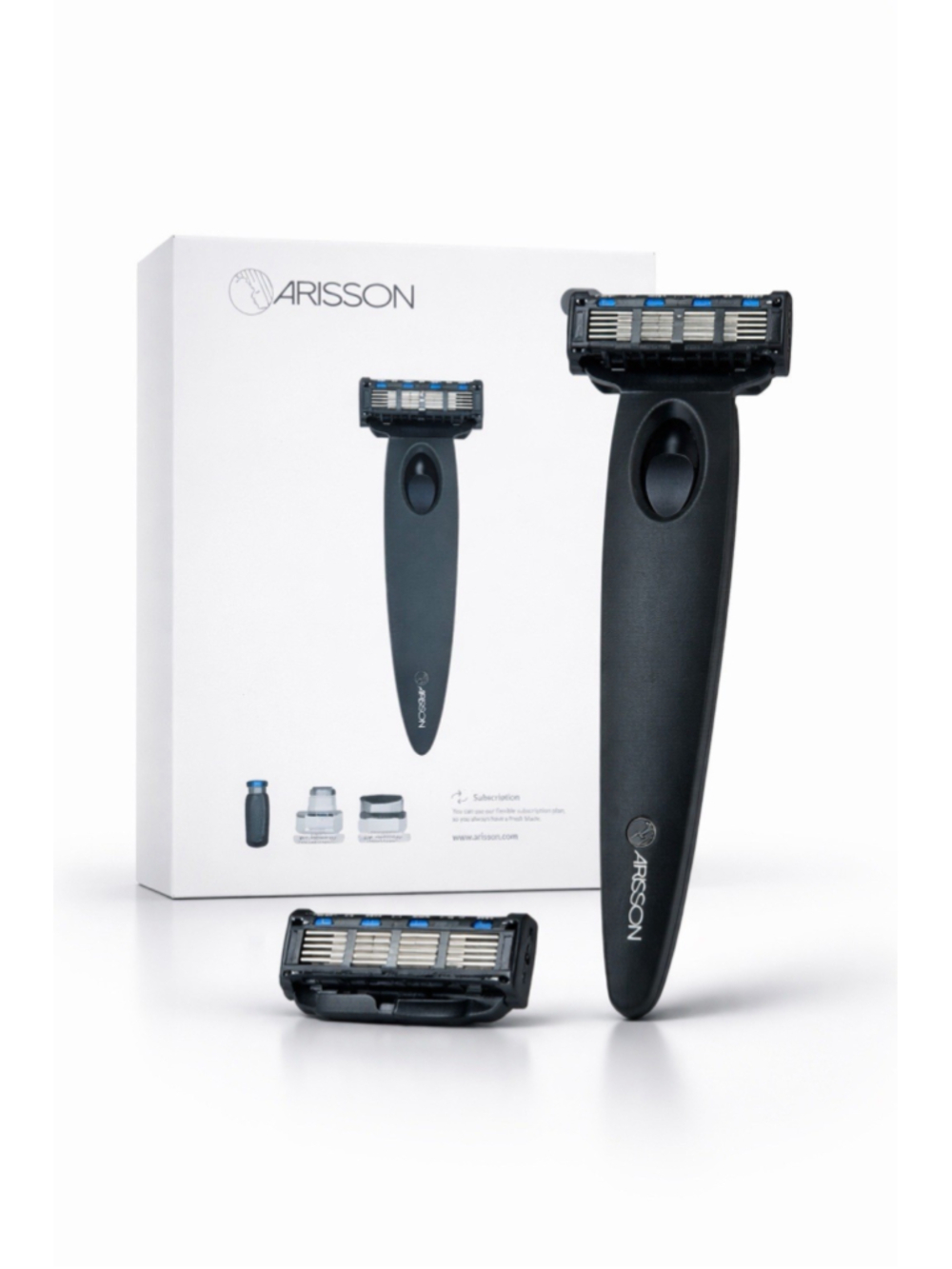 Arisson Men’s Razor Kit Black 5 Blade Cartridges Travel Set New